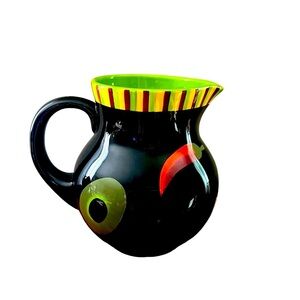 Crate & Barrel Large Handled Pitcher Pimenta-Caliente Black Vegetables (80 oz)
